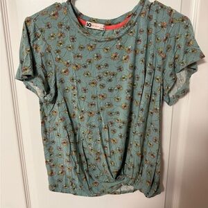 SO Sage Green Floral Short Sleeve Blouse